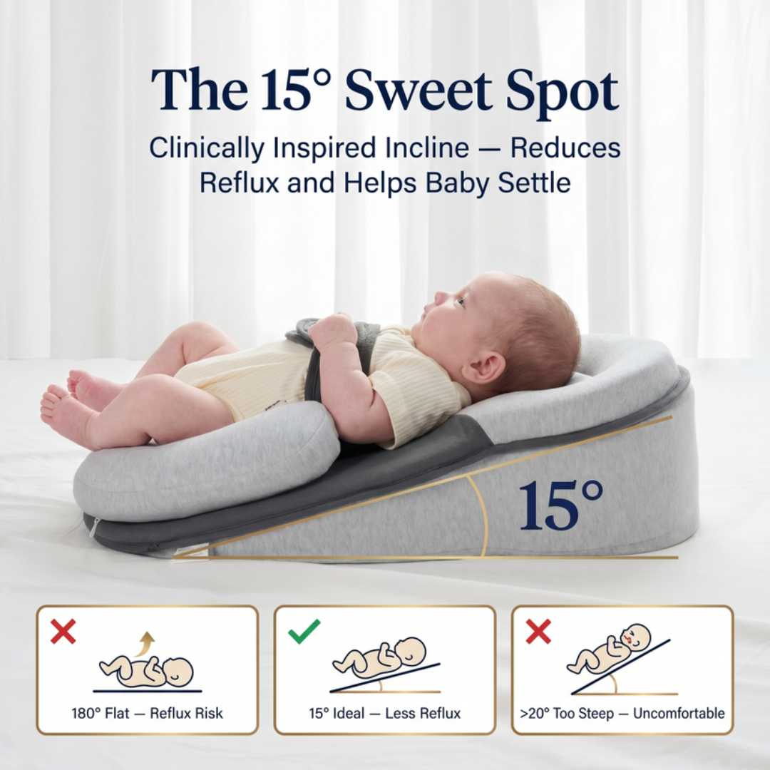Inclined Newborn Comfort Lounger - side angle view