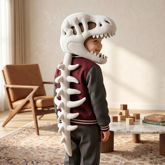 Tiny Snugg Dino Plush Hoodie - front view dinosaur hood