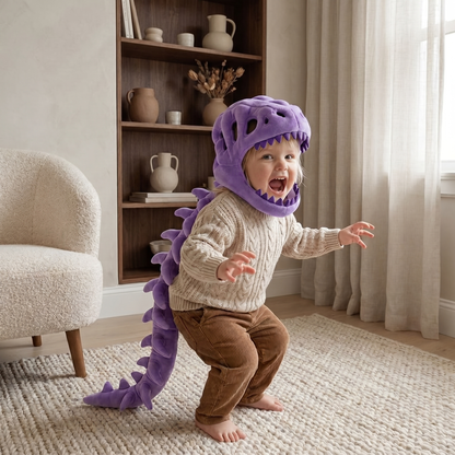 Tiny Snugg Dino Plush Hoodie - side view lightweight design