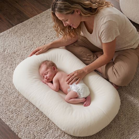 Tiny Snugg Pastel Baby Lounger Nest - front view pastel colors