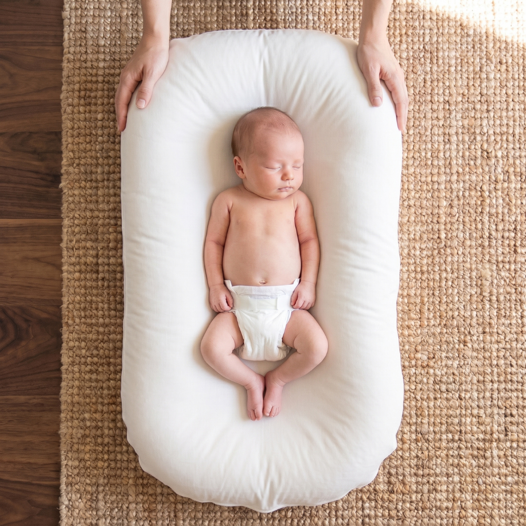 Tiny Snugg Pastel Baby Lounger Nest - breathable fabric top view