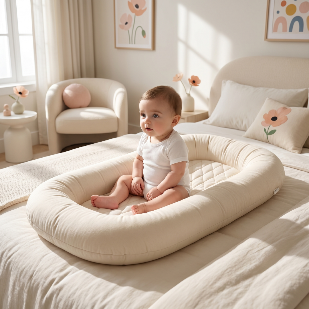 Tiny Snugg Ultra-Soft Infant Lounger Bed - newborn in cozy lounger