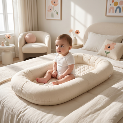 Tiny Snugg Ultra-Soft Infant Lounger Bed - newborn in cozy lounger