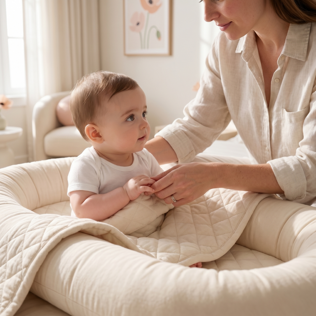 Tiny Snugg Ultra-Soft Infant Lounger Bed - plush fabric texture closeup